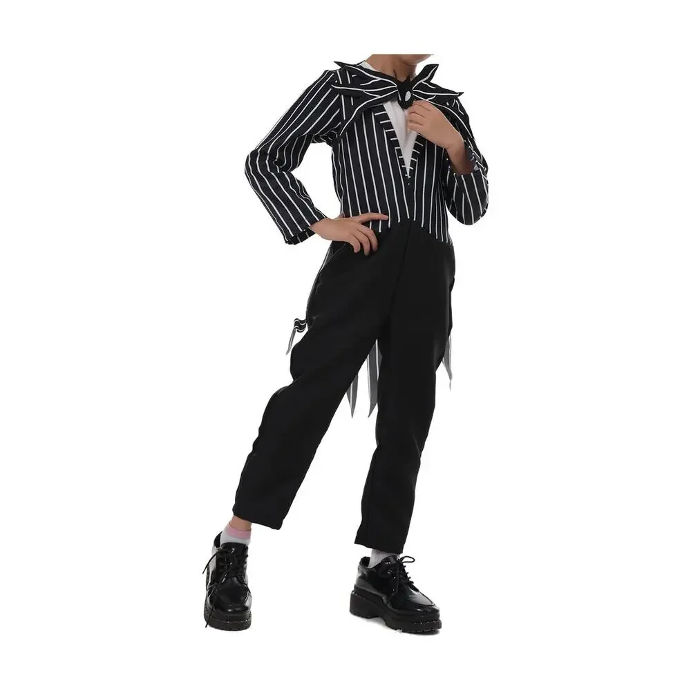 Jack Skeleton Kids Costume Jumpsuit and Mask Halloween Cosplay Size Large